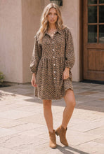 Load image into Gallery viewer, Taupe Leopard Button Front Mini Dress