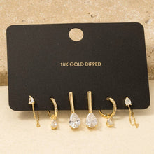 Load image into Gallery viewer, Gold Dipped Mixed Cz Tear Drops Earrings Set