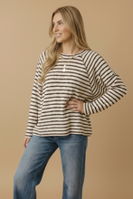 Load image into Gallery viewer, Round Neck Textured Stripe Reverse Stitch Top