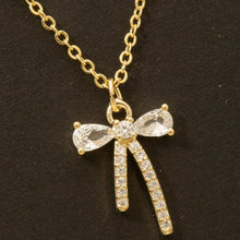 Load image into Gallery viewer, Cz Ribbon Bow Pendant Necklace