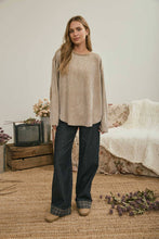 Load image into Gallery viewer, BOXY TEXTURED LONG SLEEVE WASHED KNIT TOP
