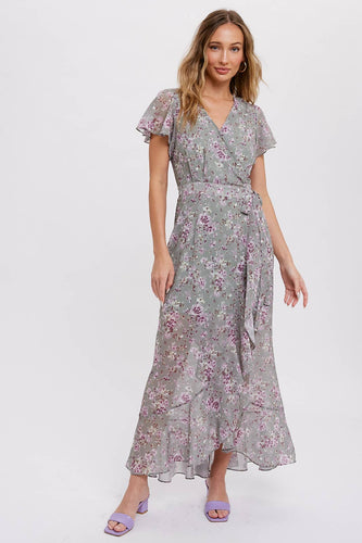 Wrap maxi dress in sage