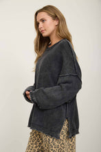 Load image into Gallery viewer, WASHED RAW EDGE CREW NECK DROP SLEEVE SWEATER