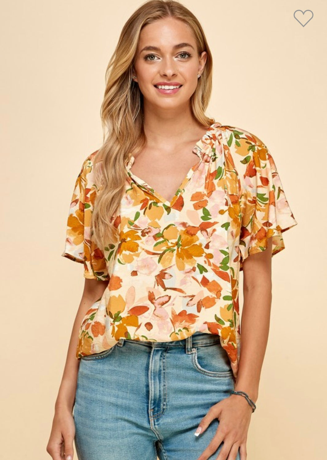 Yellow floral print top