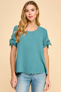 Solid Top with Knot Detailed Sleeves