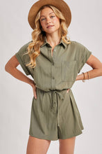 Load image into Gallery viewer, UTILITY FLOWY SHORT SLEEVE BELTED ROMPER