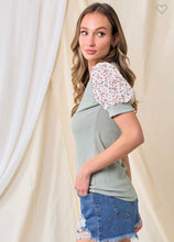 Load image into Gallery viewer, Sage floral sleeve top