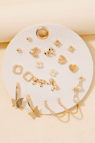 Assorted Mini Bow Heart Earrings Set