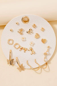 Assorted Mini Bow Heart Earrings Set