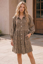 Load image into Gallery viewer, Taupe Leopard Button Front Mini Dress