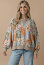 Load image into Gallery viewer, Round Neck Floral Patchwork Pullover Knit Top