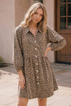 Load image into Gallery viewer, Taupe Leopard Button Front Mini Dress