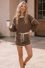 Load image into Gallery viewer, Contrast Trim Sweatshirt Mini Dress