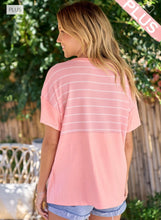 Load image into Gallery viewer, Peach striped pocket curvy top