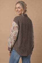 Load image into Gallery viewer, Curvy Floral Wave Rib Knit Color Block Shirt