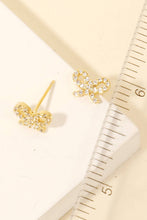 Load image into Gallery viewer, Cz Pave Ribbon Bow Stud Earrings