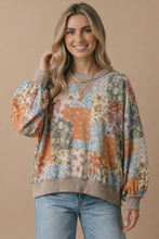 Load image into Gallery viewer, Round Neck Floral Patchwork Pullover Knit Top