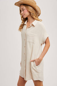 Oatmeal button up shirt dress