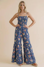 Load image into Gallery viewer, Strap Shoulder Smocking Floral Jumpsuit