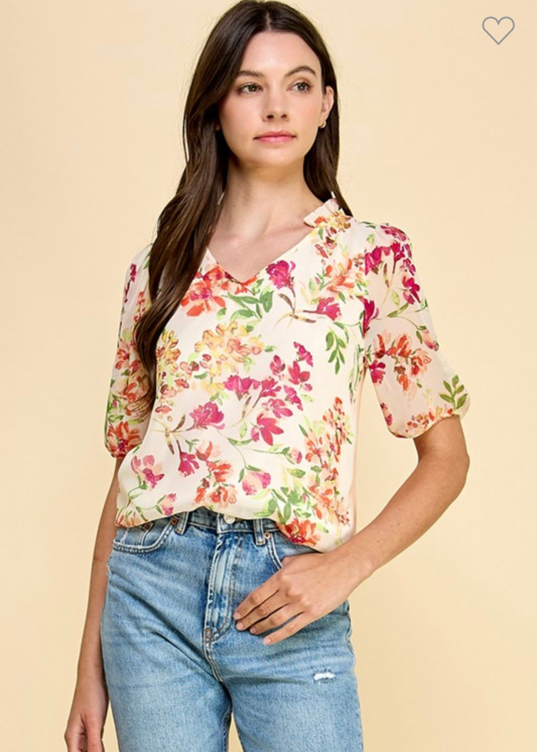 Floral top with solid back