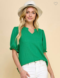 Solid ruffled v-neck top