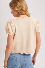 Load image into Gallery viewer, EMBROIDERED CAP SLEEVE OPEN FRONT SELF-TIE KNIT TOP - EASTER