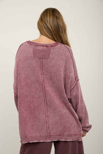 Load image into Gallery viewer, WASHED RAW EDGE CREW NECK DROP SLEEVE SWEATER