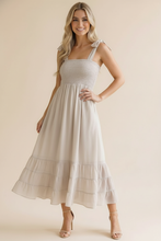 Load image into Gallery viewer, Smocked Tie Bow Strap Babydoll Maxi Dress