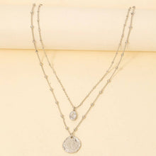 Load image into Gallery viewer, Coin And Oval Cz Charm Layered Chain Necklace