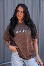 Load image into Gallery viewer, Thankful | Embroidered | Leopard Short Sleeve Tee