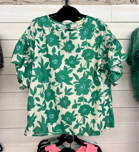 Kelly green floral top