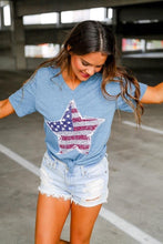 Load image into Gallery viewer, Leopard patriotic star tee