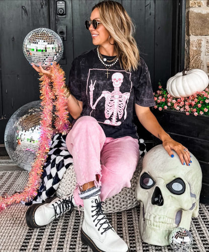 Peace Skelly mineral wash tee