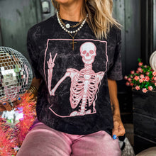 Load image into Gallery viewer, Peace Skelly mineral wash tee