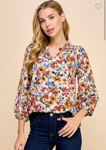 Long sleeve fall floral top