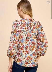 Long sleeve fall floral top