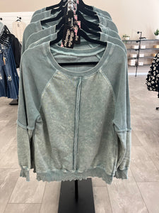 Blue relaxed acid wash sweater