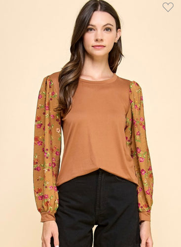 Caramel floral sleeves