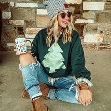 Load image into Gallery viewer, Green glitter tree sweatshirt