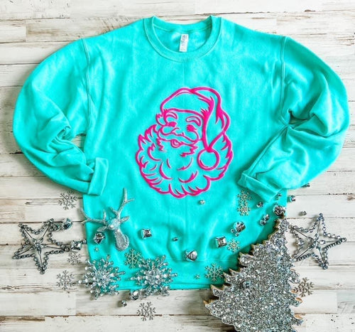 Mint puff Santa sweatshirt