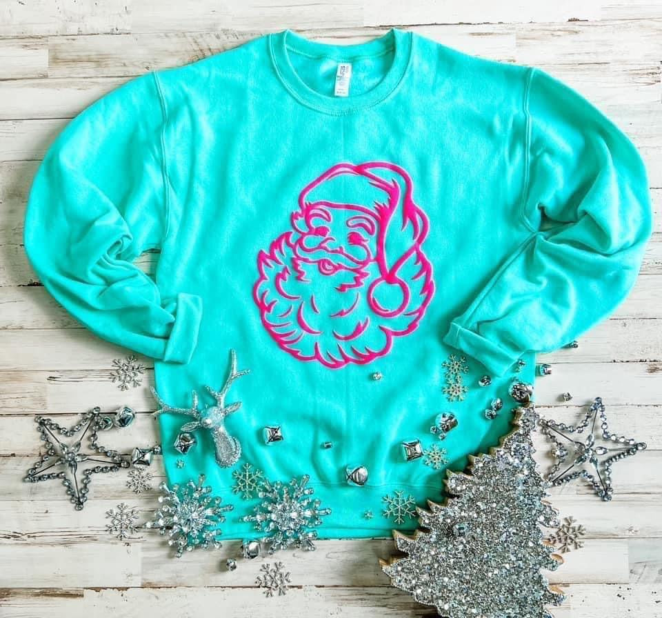 Mint puff Santa sweatshirt