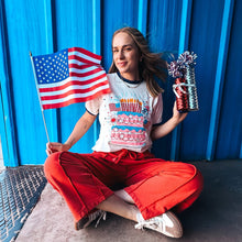 Load image into Gallery viewer, Happy Birthday America ringer tee