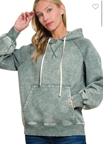 Acid wash fleece hoodie