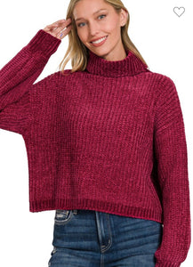 Chenille turtleneck sweater