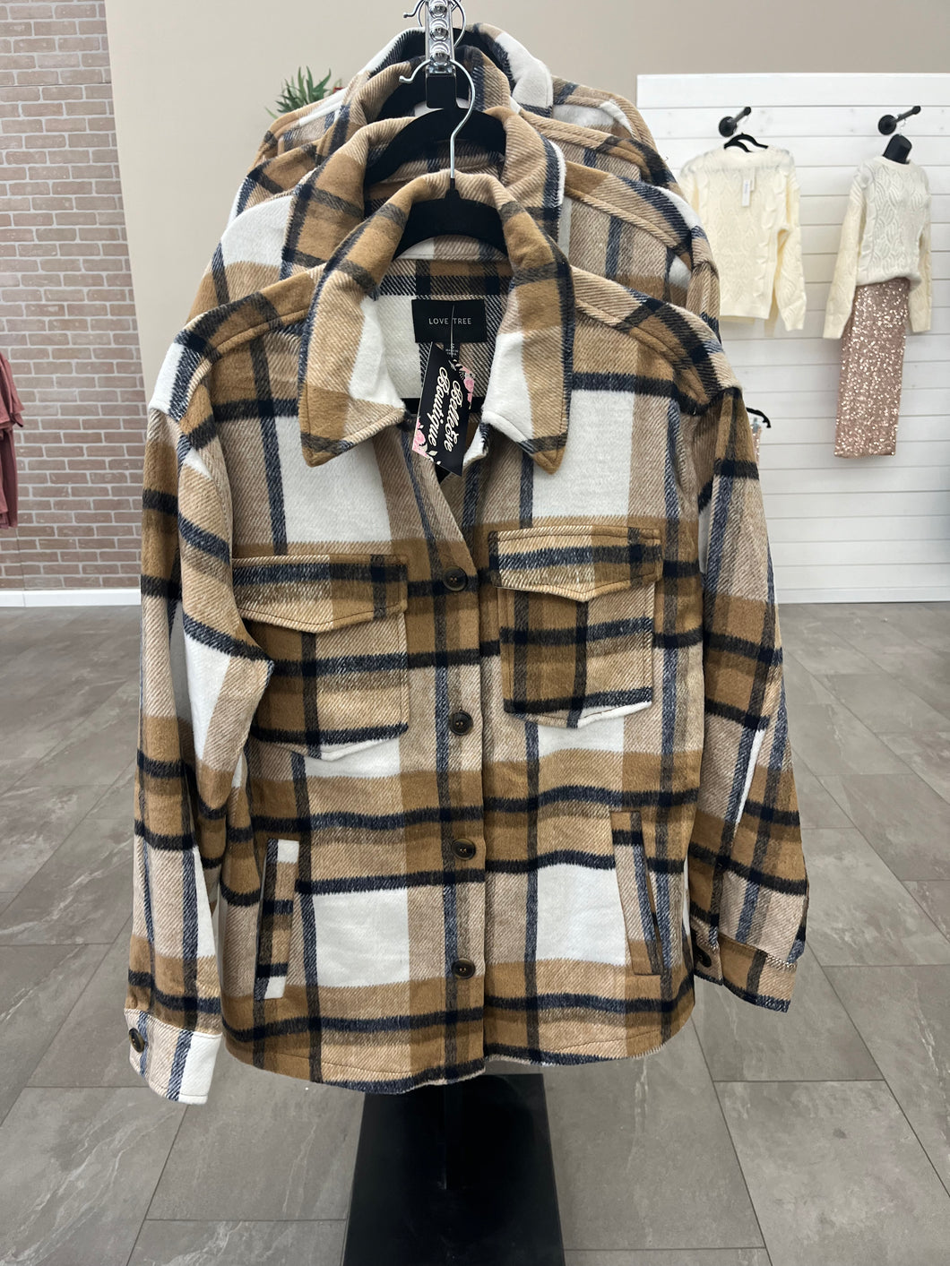 Camel plaid Shacket