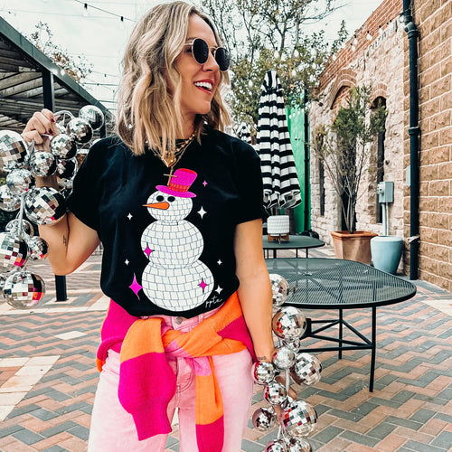 Disco snowman tee