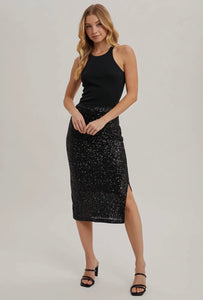 Black sequin skirt