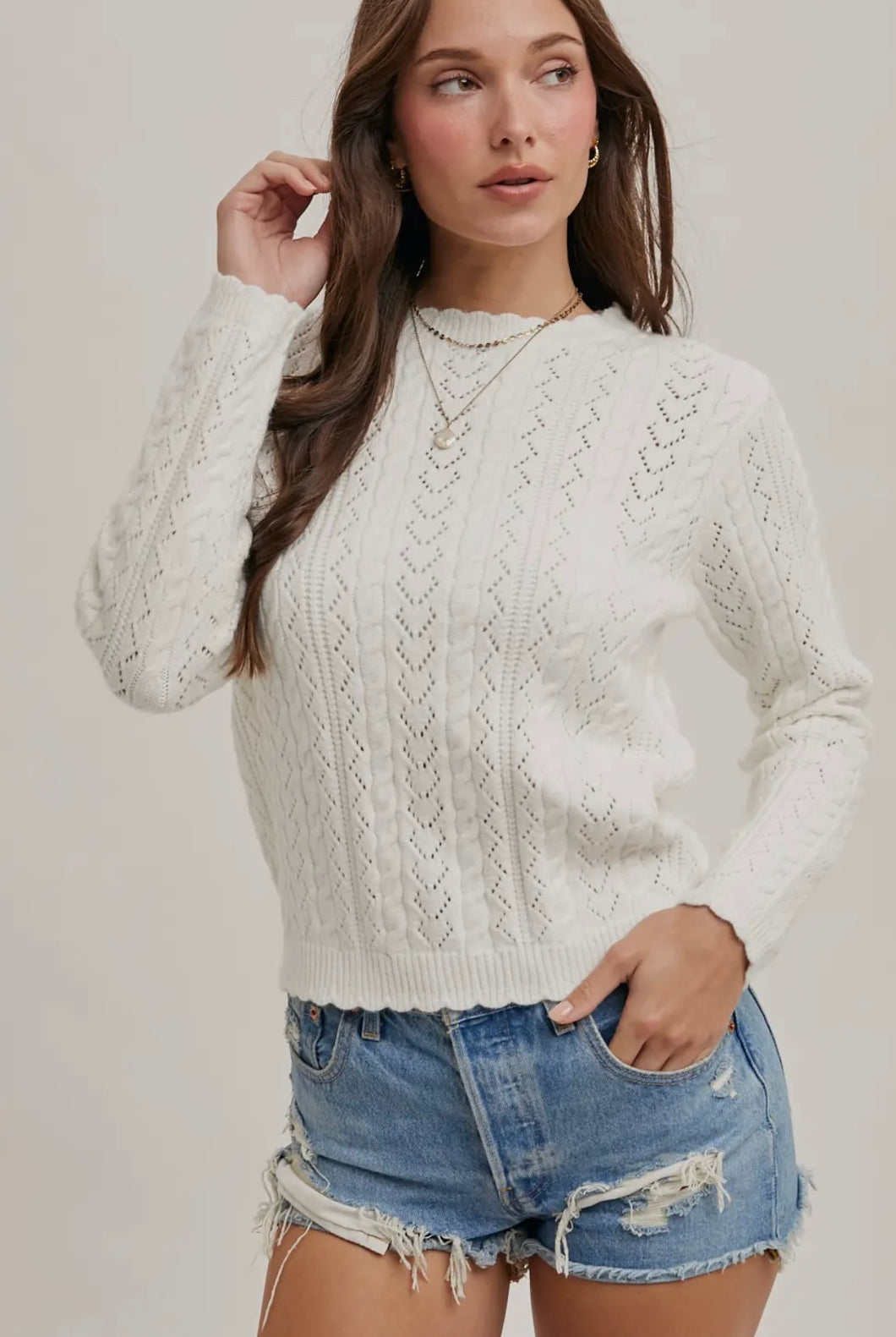 Ivory scallop sweater