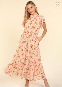 Peach floral maxi dress