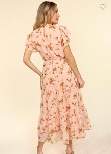 Peach floral maxi dress